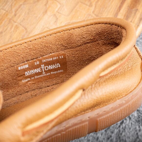 Minnetonka Shoes Mens Size 11 Moosehide Classic Brown Leather Moccasins 890W - Picture 6 of 8